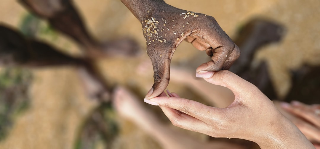 A group of people holding something in their hands
